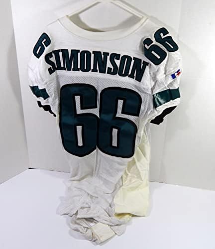 Philadelphia Eagles Scott Simonson 66 Játék Kiadott Fehér Jersey 48 DP45435 - Aláíratlan NFL Játék Használt Mezek