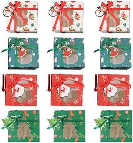 TENDYCOCO 12db Karácsonyi Témájú Édességet Dobozok Cookie-Tároló Doboz Ajándék Csomagolás Doboz