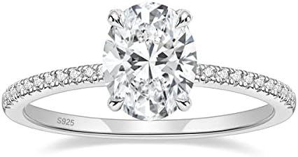 EAMTI 3CT 925 Sterling Ezüst Gyűrű Ovális Vágott Cirkónia CZ Esküvői Ígéret Gyűrű Neki Lenyűgöző Esküvői Zenekarok Nők Méret