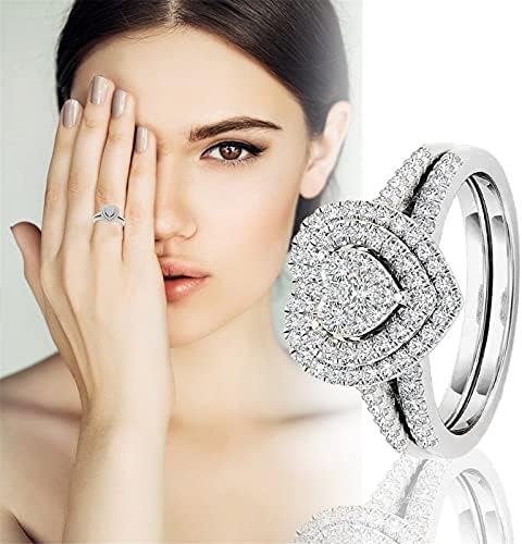 A Nők Ígéret Gyűrű Gyémánt Faragás Szerelem Alakú Szimulált Gyémánt Divat Gyűrű Nők Üreges Esküvői Zenekar Rakható Gyűrű