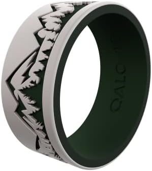 QALO Férfi Gumi Szilikon Gyűrű, Frost & Erdei Fenyves Rétegek, Szilikon Gumi Esküvői Zenekar, jól Szellőző, Tartós, Esküvői