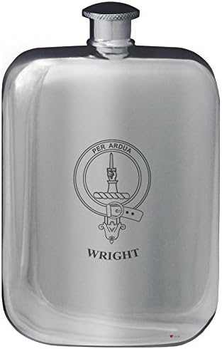 Wright Családi Címer Tervezés Zsebében flaskád 6oz Lekerekített Csiszolt Ón