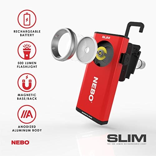 NEBO Slim Munka Fény, USB Újratölthető Fényes Zsebében Fény Klip, Horog, Mágneses Alap kihangosító Világítás Hordozható COB