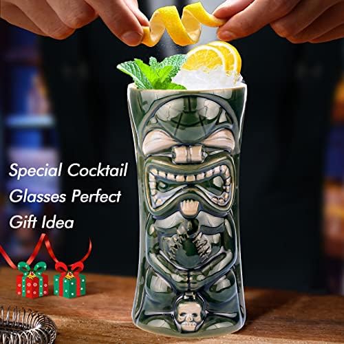 Tiki Bögre Készlet 4 — Nagy Kerámia Tiki Szemüveg Hawaii Luau Parti Bögrék Drinkware Tiki Bar Bögrék Koktélok
