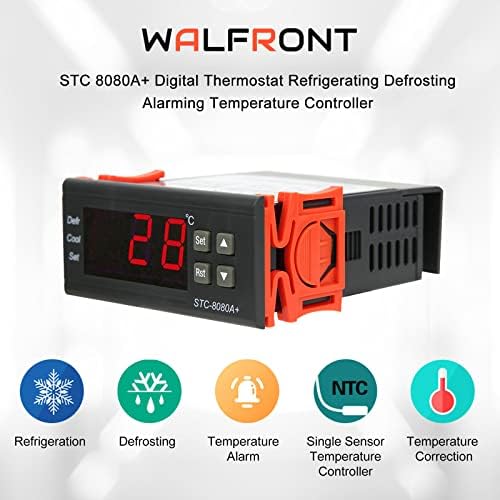 Hőmérséklet szabályozó 10A/220VAC STC-8080A+ Digitális Termosztát Fagyasztott Leolvasztás Hőmérséklet Riasztás Hűtés Fűtés