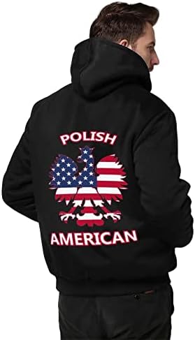Lengyel Amerikai Zászló Sas Nehézsúlyú kapucnis felső Férfiaknak, Vastag, Teljes Zip-up Pulóver, Hosszú Ujjú Felső Sport