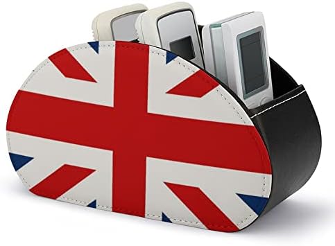 Brit Zászló Távirányító tartó, 5 Rekeszes PU Bőr Multi-Funkcionális Tároló Caddy Asztali Szervező Doboz, TV-DVD-Blu-Ray