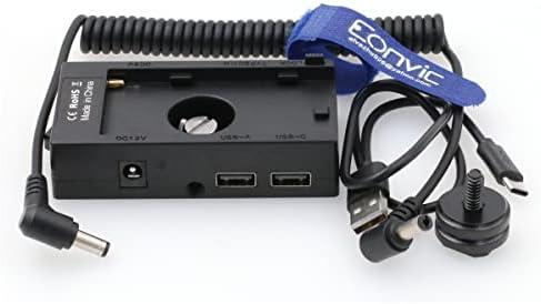 Eonvic NP-F970 Akku Adapter Lemez + 12V 8V DC Kábel, USB, Típus C Kimeneti Teljesítmény DSLR tükör nélküli Kamera Field Monitor,