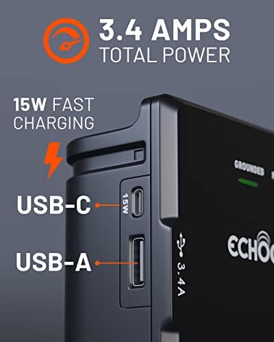 ECHOGEAR Fali Aljzathoz USB Port & Túlfeszültség Védelem - a Hatalom & Védeni 8 Készülékek 6 Soros AC Csatlakozók & 2 USB