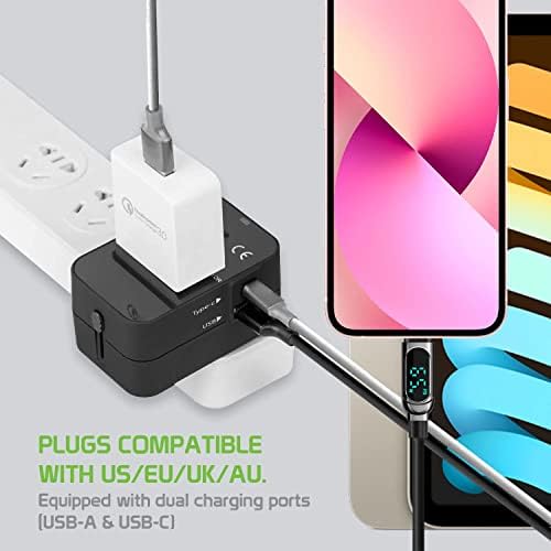 Utazási USB Plus Nemzetközi Adapter Kompatibilis LG Optimus Zóna 3 Világszerte Teljesítmény, 3 USB-Eszközök c típus, USB-A