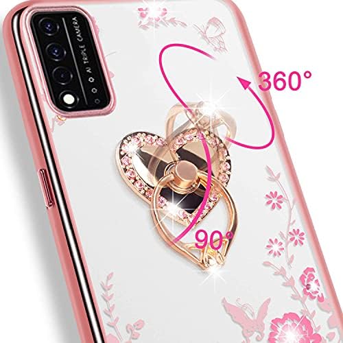 a T-Mobile REVVL V Plusz 5G az Esetben a Nők, Csillogó Kristály Pillangó Szív Virágos Vékony TPU Luxus Ékszereik, Aranyos