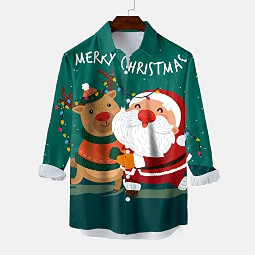 WYBAXZ Karácsonyi shirt Mens Férfi Alkalmi Hosszú Ujjú Őszi Téli Karácsonyi 3D Nyomtatott Pólók Divat Top Blúz