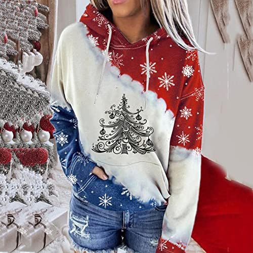 Karácsonyi Kapucnis Pulóvereket, Női Hosszú Ujjú Blúz Alkalmi Felsők Sweatershirt kapucnis felső Zsebek