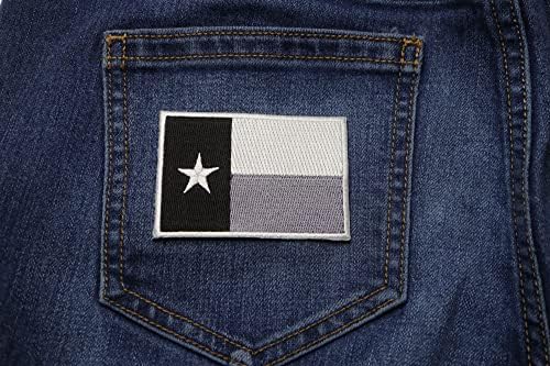 Monokróm Texas Zászló Patch - 3x2 cm. Hímzett Vasalót Javítás
