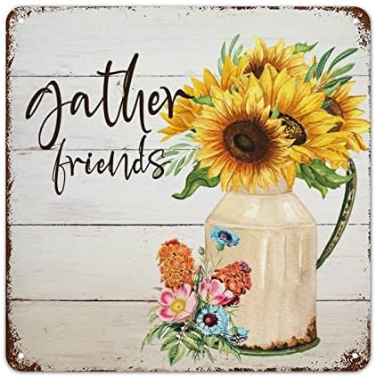 Családi azt Mondom, Fém Adóazonosító Jel Gyűjteni Barátok Akvarell Napraforgók Vázában Poszter Metal Dekor Jelek Virág Festmény