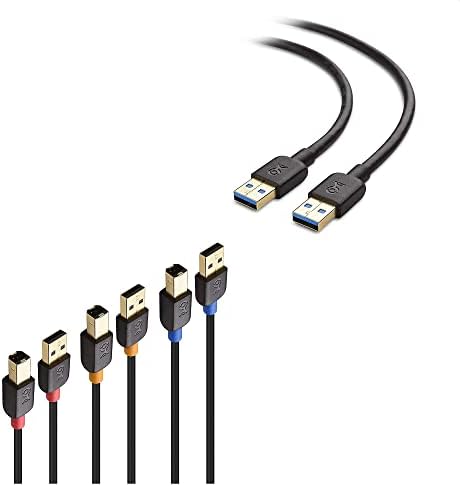 Kábel Számít 1 Csomag 10 méter Hosszú USB 3.0 Kábel (USB-USB Kábel Férfi nő) Black & 3-Pack 6 Láb USB 2.0 A-B USB Nyomtató