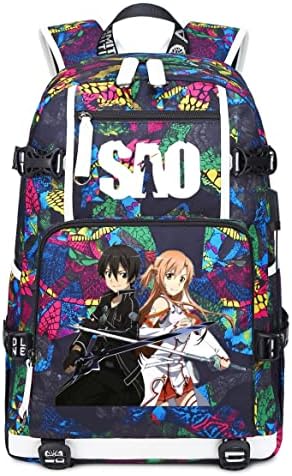 ISaikoy Anime Kard Art Online Hátizsák Bookbag Daypack Iskola Táska Laptop Válltáska N13