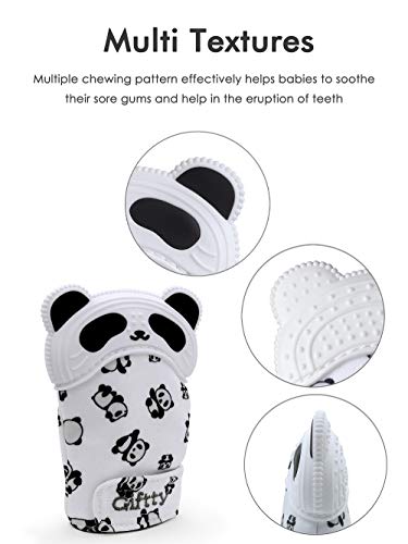 Csecsemő Fogzás Kesztyű Panda Kezét Teether Nyugtató Kesztyű, Fogzás Játék a Suhogó Hang, Multi Texturált Hordható Teether,