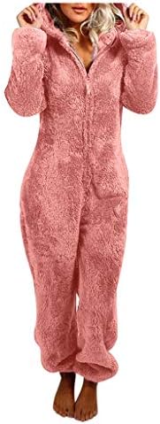 Téli Polár Partedli Pizsama Női Felnőtt Vicces, Aranyos Sofy Kényelmes Szőrös, Bolyhos Overált Kapucnis Hosszú Ujjú Zip Fel