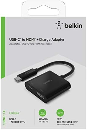 Belkin USB-C-HDMI Adapter + USBC Töltő Port, hogy Töltés Közben Kijelző, Támogatja a 4K UHD Videó, Áthaladás Teljesítmény
