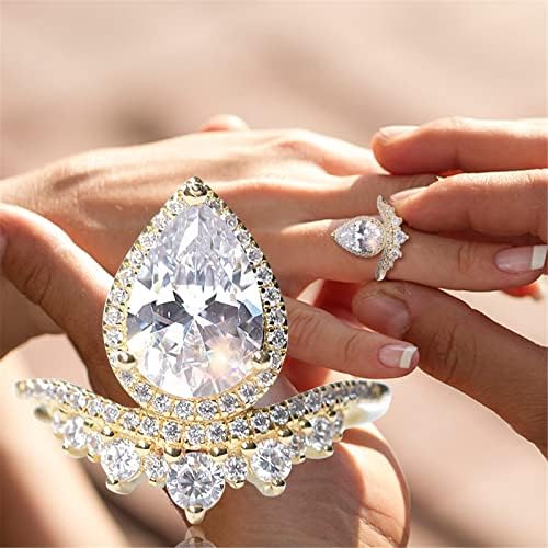 Eljegyzési Kerek Vágott Zircons Nők Esküvői Gyűrű, Ékszerek, Gyűrűk, a Nő Teljes Gyémánt Női Gyűrű, Gyűrűk, Fiú (Arany, 6)
