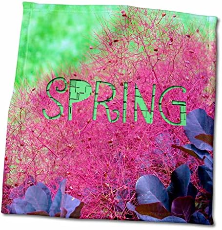 3dRose Tavaszi írt egy piros virágos bokor zöld Törölköző (twl-260709-3)