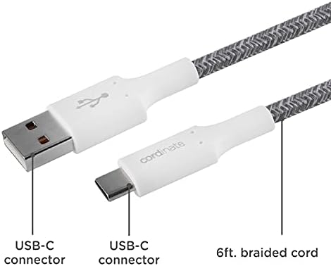 Cordinate USB-C-Lightning Kábel, 6 Ft, Fonott Zsinór, gyorstöltés, Kompatibilis iPhone 13/12/11/Pro/Pro Max/Mini, iPad Pro,