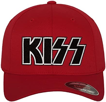 KISS Hivatalosan Engedélyezett Logó Flexfit Kap (Piros), Kis/Közepes