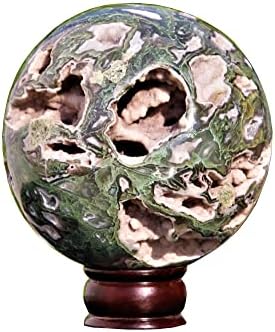 Egyedülálló Természetes Polírozott Druzy Zöld Moha Achát, Kristály Kő Gömb (145mm/3.6 kg) Csakrák Gyógyító Nagy Nyers Labdát,