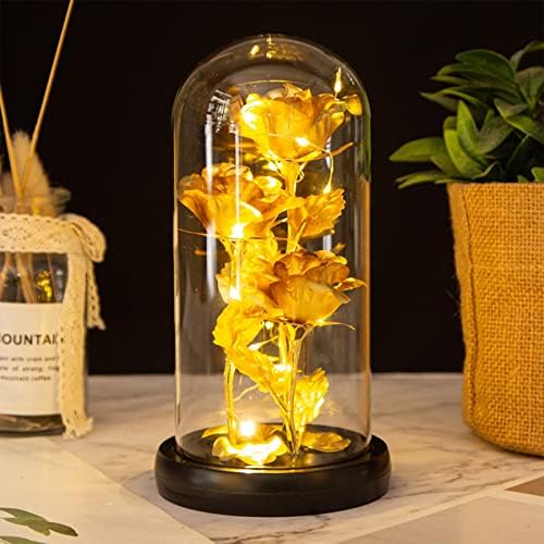 Kiosan Valentin-Nap Többszintű Tálca Dekoráció be a Három Arany Fóliás Üveg Fedelét Kreatív LED Rose Lámpa Világító Díszek,