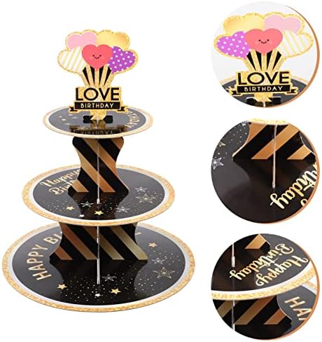Luxshiny Esküvői Dekoráció Fekete Dekoráció 3 Tier Cupcake Jogosultja Karton Cupcake Állni Születésnap Esküvő Party Desszert