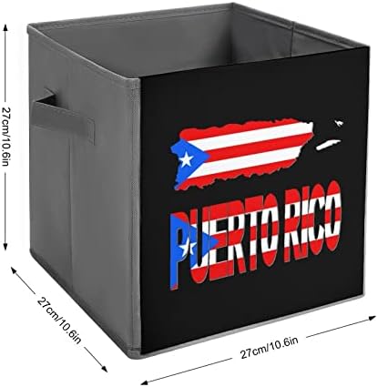 Puerto Rico Térkép Zászló Tároló Kockák Kezeli Összecsukható Szövet Ládákat Szervező Kosarak Polc Szekrény