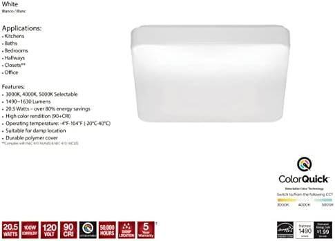 Nuvo 62/1217 színhőmérséklet-Választható LED süllyeszthető Mennyezeti Fény, Mozgás Érzékelővel, Fehér, 14-es Négyzet