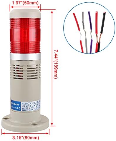 Baomain Figyelmeztetést Vaku 24 VDC Ipari Csengő Piros LED Jel Torony Lámpa LTP-502WJ