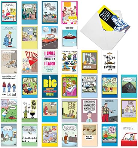 NobleWorks 36 Válogatott Box Set Humoros apák Napi Üdvözlőkártyák m/5 x 7 Hüvelyk Borítékot Apa, Apa, Apa, Apa, Mostohaapám