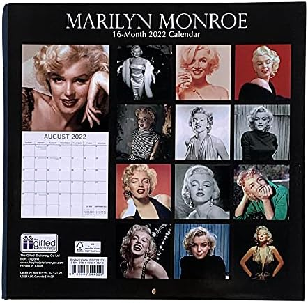 2022 Marilyn Monroe falinaptár, 12 x 24 hüvelyk Havi Naptár, 16 Hónapos