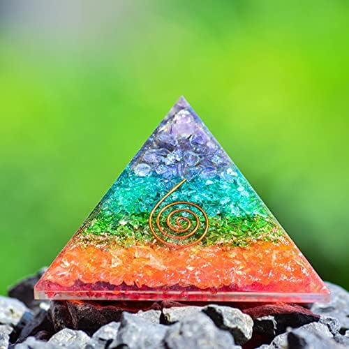 PYOR Hét Csakra Onyx Orgon Piramis Reiki Gyógyító Aura Tisztító Többszínű Kristály Szerencsét Gem Kő Fali Fogas Jólét Wall