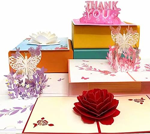 5-Pack Köszönöm Ajándék Kártya Gondolni Pop Up Kártyák Kártyák Valaki Minden Alkalomra Gratulálunk Valentin Napra Szülinapi