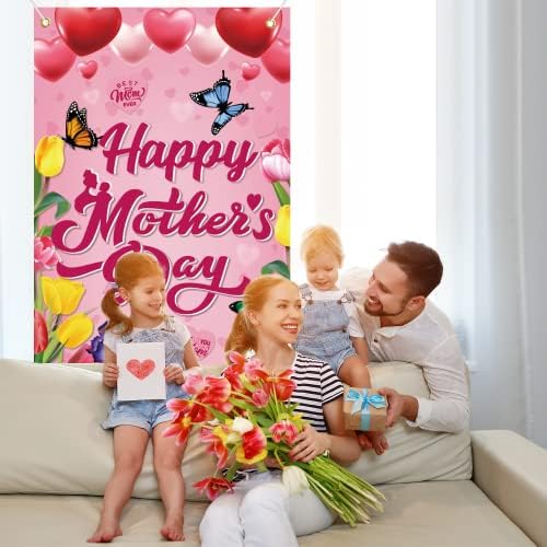 Boldog Anyák Napja Dekoráció, 70.8 x 35,4 Anyám Nap Banner Ajtót Borító, Színes Boldog anyák Napja Dekoráció Ajtó Banner
