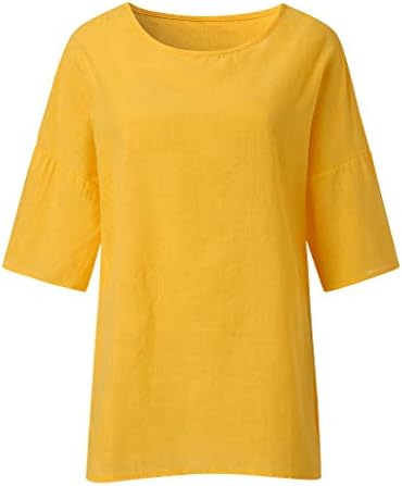 Pamut Ágynemű Maximum a Nők 3/4-Es Ujjú Tunika Női Ruha a Plus Size egyszínű Alkalmi Laza Fit Sleeve Blúz Tshirt