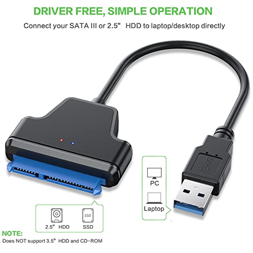 DELXING SATA-USB Kábel, USB 3.0 SATA III Nehéz Vezető Adapter Kompatibilis a 2,5 hüvelykes MEREVLEMEZ, illetve SSD, UASP