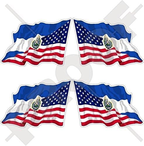 Amerikai egyesült Államok & EL Salvador, Amerikai-Salvadori Salvadori Hullámzó Zászló 2 (50 mm) Vinil-Lökhárító Matrica,