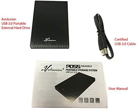 Avolusion® HD250U3 250 gb-os Ultra Slim a superspeed USB 3.0 Hordozható Külső Merevlemez (Zseb-Meghajtó) (Fekete) - 2 Év
