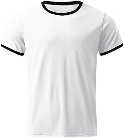 Férfi T-Shirt Rövid Ujjú Colorblock Sleeve Slim Rendszeres Fit Sport Alkalmi Pulóver Póló, Nyári Blúzok, Felsők