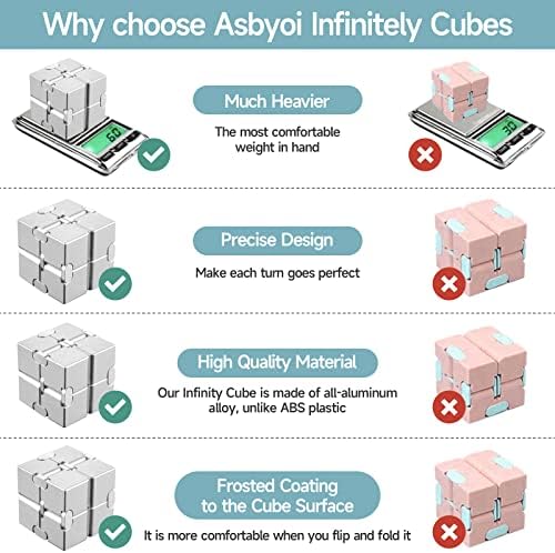 Asbyoi Infinity Kockák Fidget Játékok, Alumínium Ötvözet Fém Fidget Kocka a Gyerekek Felnőttek, a Stressz Enyhítésére, valamint