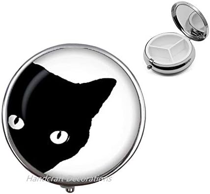 Fekete Macska Üveg Tabletta Esetében.BlackCat Gyógyszeres Dobozt.BlackCat Ékszerek,Szülinapi Ajándék A Fekete Macska Gyógyszeres