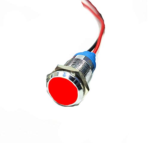 4 Db 10 mm Fém Lámpa, 24V-os Lámpa Vízálló Biztonsági fényjelzés Figyelmeztető Lámpa a 15 cm-es Vezeték, Piros